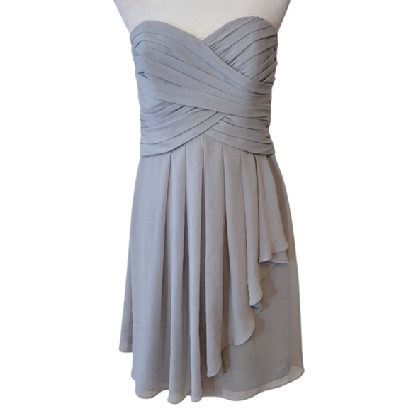 David's Bridal Gray Strapless Cocktail Dress Size 10 - Picture 2 of 6